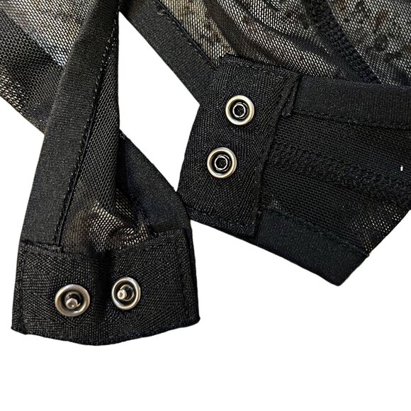 NIKE Air Long Sleeve Mesh Bodysuit Graphic Top Sheer Logo Nude Illusion Athletic - Picture 12 of 12